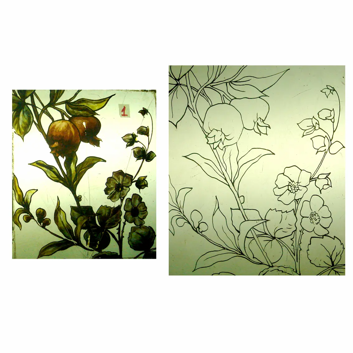 Proceso de restauración de pintura sobre vidrio antiguo